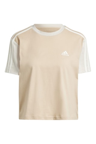 Crop top de punto Essentials 3-Stripes - Beige
