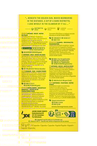 100 cápsulas - Espresso Capri dolce vita ristretto - Intensidad 12 - 10 x 10 cápsulas L'Or Espresso
