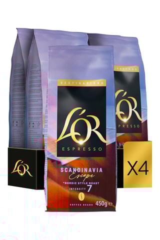 4 x 450 g - Café en grano L'Or Scandinavia - Intensidad 7
