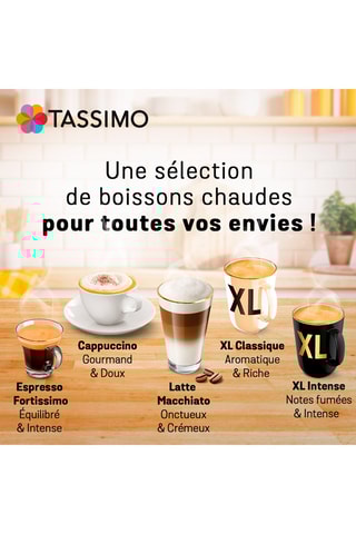 64 dosettes Tassimo - L'or XL classique, XL intense, Fortissimo, Cappuccino et Latte Macchiato - 3 x 16 dosettes et 2 x 8 dosettes