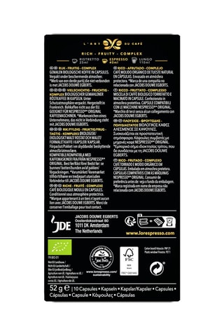 100 cápsulas - Café ecológico - Intensidad 9 - 10 x 10 cápsulas L'Or Espresso