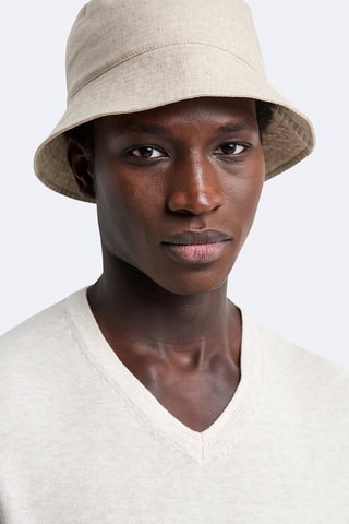 Gorro bucket de lino - Beige