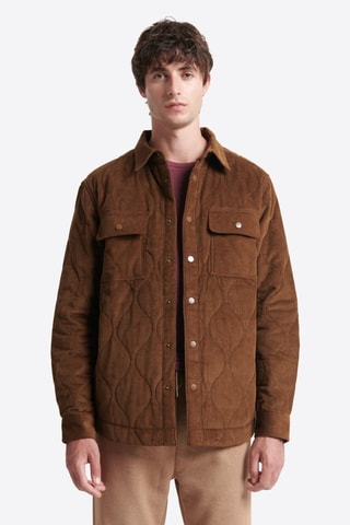 Sobrecamisa regular fit de pana - Marrón