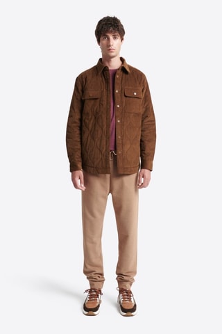 Sobrecamisa regular fit de pana - Marrón