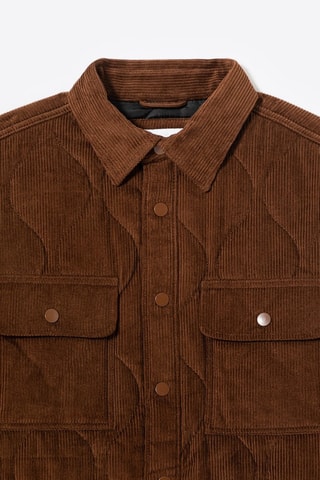 Sobrecamisa regular fit de pana - Marrón