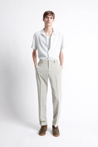 Camisa regular fit de lino - Azul claro