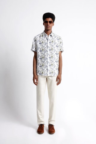 Camisa slim fit de lino - Blanco