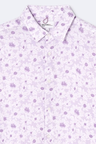 Camisa regular fit - Blanco y violeta claro