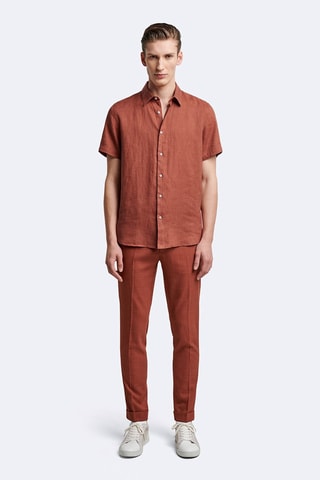 Camisa slim fit de lino - Rojizo