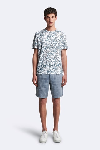 Bermudas regular fit de lino - Azul