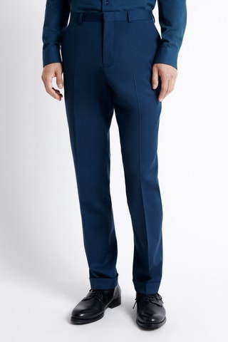 Pantalón regular fit de traje de lana - Azul pato