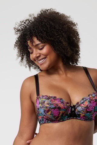 Sujetador con aros Luccia Swing - Negro y fucsia