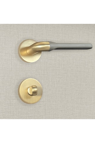 2 poignées de porte à condamnation Fabiana - 13,9 x 5,2 cm - aspect or et gris