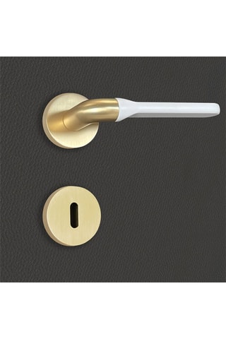 2 poignées de porte à clé Matilda - 13,9 x 5,2 cm - aspect or et blanc