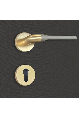 2 poignées de porte à cylindre Fabiana - 13,9 x 5,2 cm - aspect or et gris