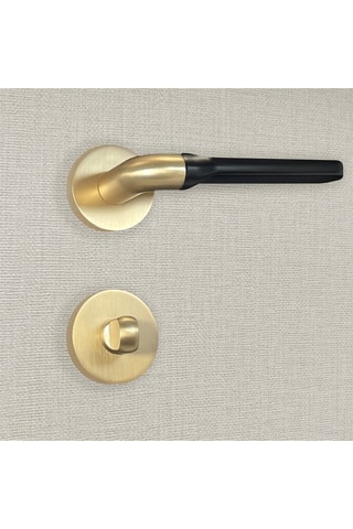 2 poignées de porte à condamnation Daniela - 13,9 x 5,2 cm - aspect or et noir