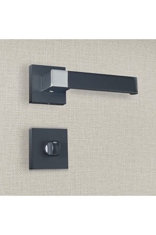 2 poignées de porte à condamnation Valentina - 13,5 x 4,7 x 3,9 cm - aspect noir et chrome brillant