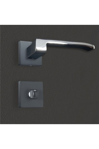 2 poignées de porte à condamnation Aurelia - 12,9 x 6,1 x 4,1 cm - aspect noir et chrome brillant