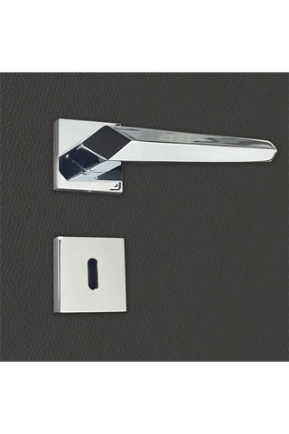 2 poignées de porte à clé Gilda - 14,7 x 4,9 x 3,8 cm - aspect chrome brillant