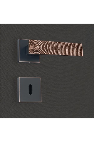 2 poignées de porte à clé Luna - 13,4 x 5,8 x 4 cm - aspect cuivre patiné noir