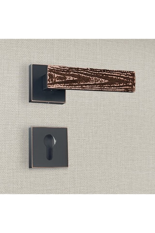 2 poignées de porte à cylindre Flora - 13,4 x 5,8 x 4 cm - aspect cuivre patiné noir