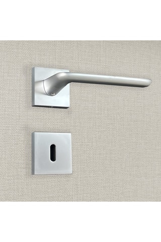 2 poignées de porte à clé Agata - 13,4 x 6,7 x 4,4 cm - aspect chrome mat