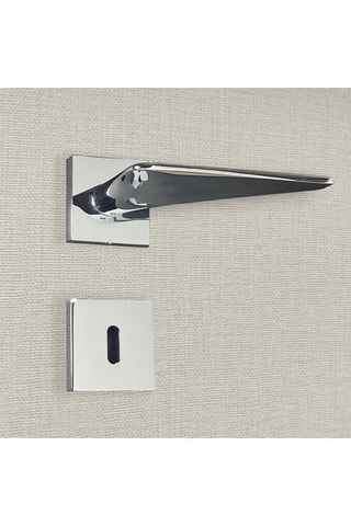 2 poignées de porte à clé Andrea - 13,3 x 6,9 x 4 cm - aspect chrome brillant