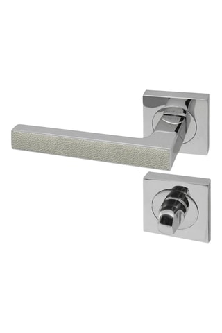 Poignée à condamnation Premium - Chromé et imitation cuir argile - Porte de 30 à 50 mm