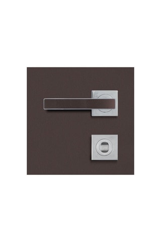 Poignée à condamnation Premium - Chromé et imitation cuir basalt - Porte de 30 à 50 mm