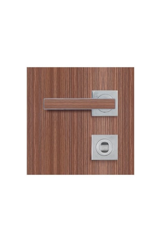 Poignée à condamnation Premium - Chromé et imitation chêne gris - Porte de 30 à 50 mm