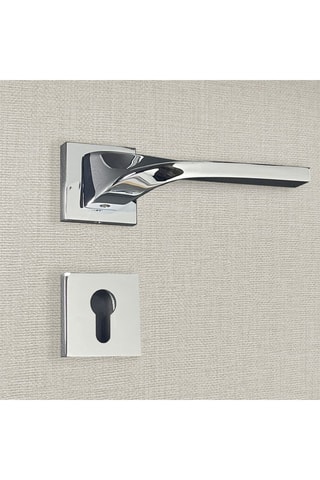 2 poignées de porte à clé Angela - 15,1 x 7,3 x 5,1 cm - aspect chrome brillant