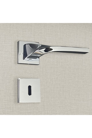 2 poignées de porte à clé Angela - 15,1 x 7,3 x 5,1 cm - aspect chrome brillant