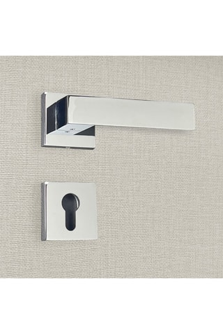 2 poignées de porte à cylindre Europa - 14 x 5,5 x 3,3 cm - aspect chrome brillant