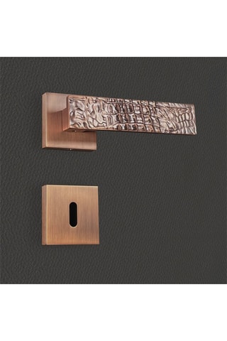 2 poignées de porte à clé Bruna - 13,4 x 5,8 x 4 cm - aspect bronze brossé