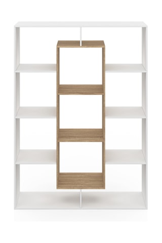 Etagère bibliothèque Paulette 11 compartiments bois et blanc 143cm - 104 x 30 x 143 cm