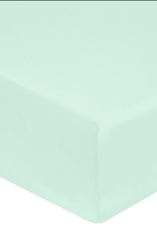 Drap-housse en satin de coton 120 fils/cm² - Vert eau