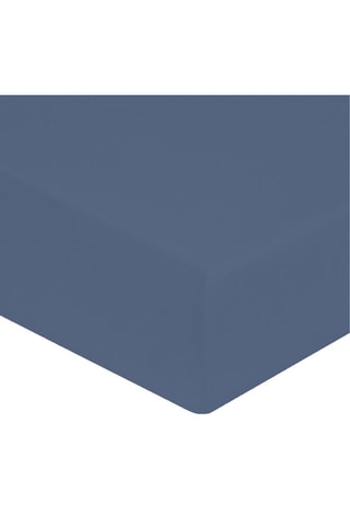 Sábana bajera de percal de algodón - 80 hilos/cm² - Azul - Esquina 40 cm