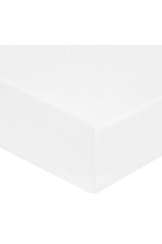 Sábana bajera de percal de algodón - 80 hilos/cm² - Blanco - Esquina 30 cm