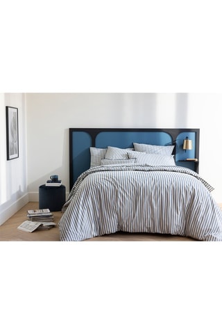 Juego de nórdico de percal de algodón 80 hilos/cm² - Blanco y azul