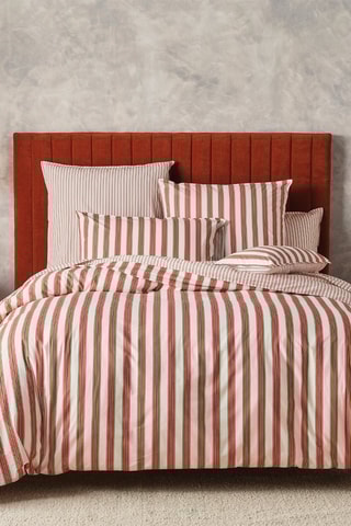 Juego de nórdico de percal de algodón 80 hilos/cm² Tiara - Blanco y rojo