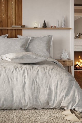 Juego de nórdico de franela de algodón Esthel - Gris