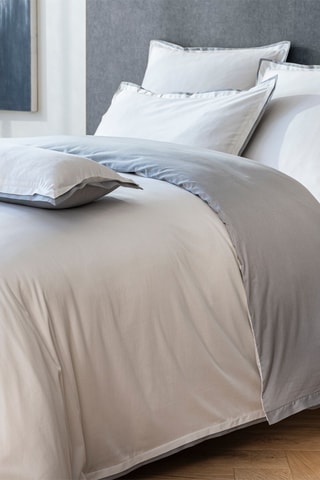 Parure de couette en satin de coton 120 fils/cm² - Blanc et gris
