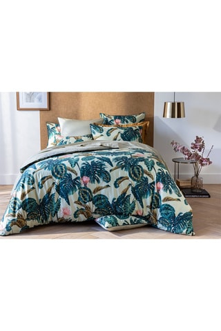 Juego de nórdico de satén de algodón 120 hilos/cm² - Marfil y verde