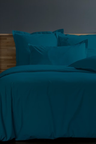 Funda nórdica de percal de algodón 80 hilos/cm² - Azul laguna