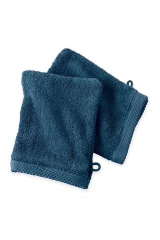 2 gants de toilette Bleu