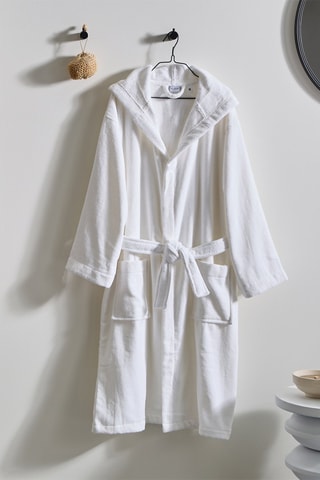 Albornoz con capucha - Blanco