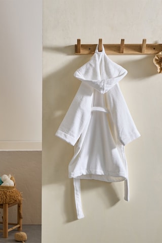 Albornoz con capucha - Blanco