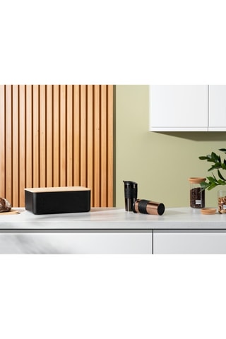 Panera grande con tapa de bambú - 23,7 x 36,5 x 13,8 cm