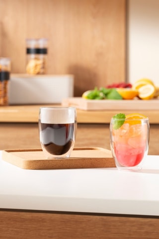 2 vasos de pared doble de vidrio de borosilicato soplado de manera tradicional Pavina - 35 cl