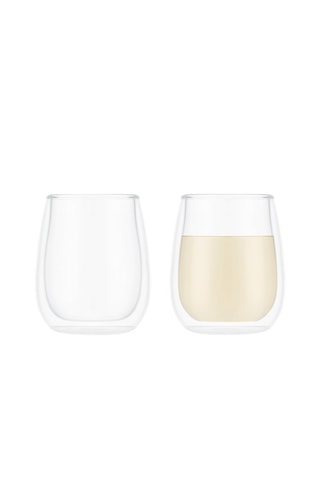 2 copas de vino de pared doble de vidrio de borosilicato - 0,25 l